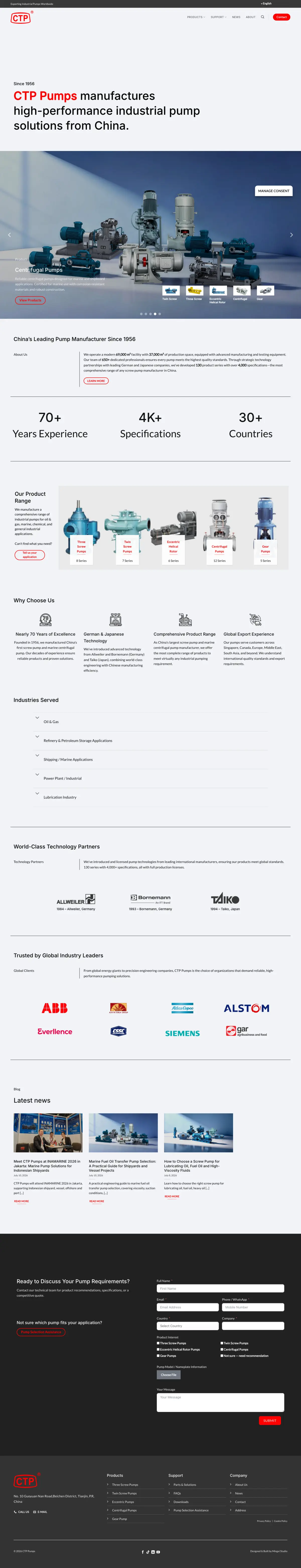 CTP Pumps full homepage, desktop