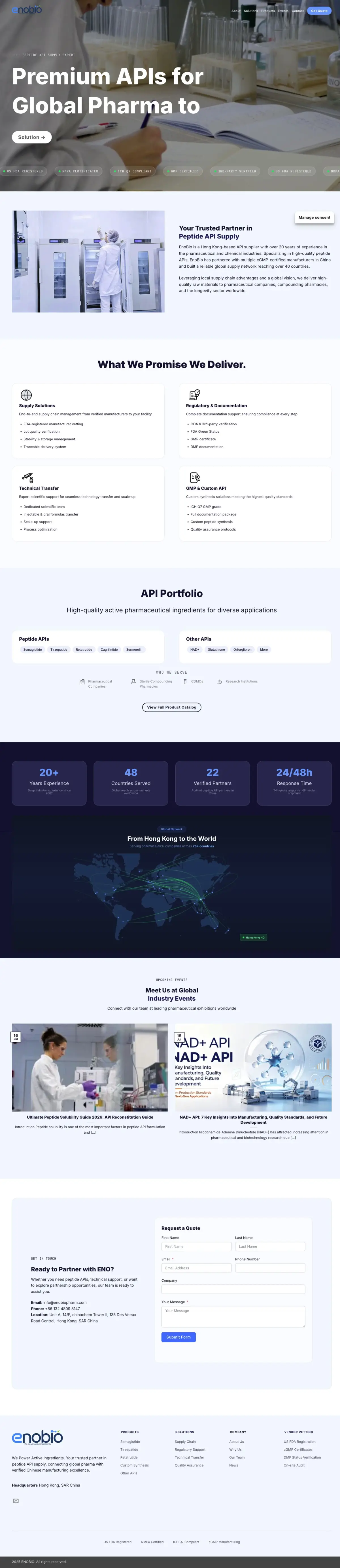 EnoBio full homepage, desktop