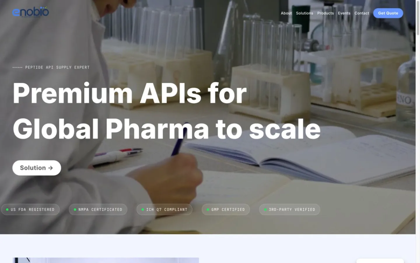 EnoBio website, desktop homepage at launch