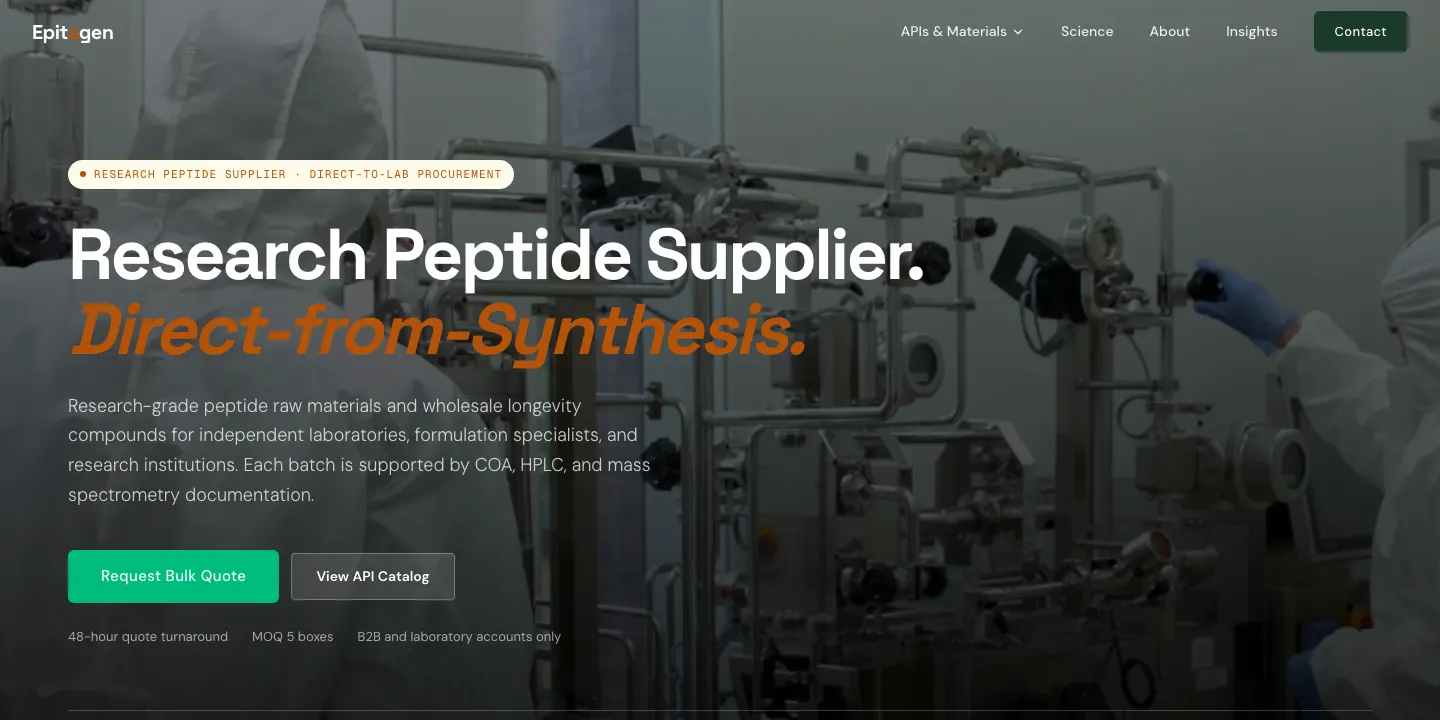 Epitagen website homepage