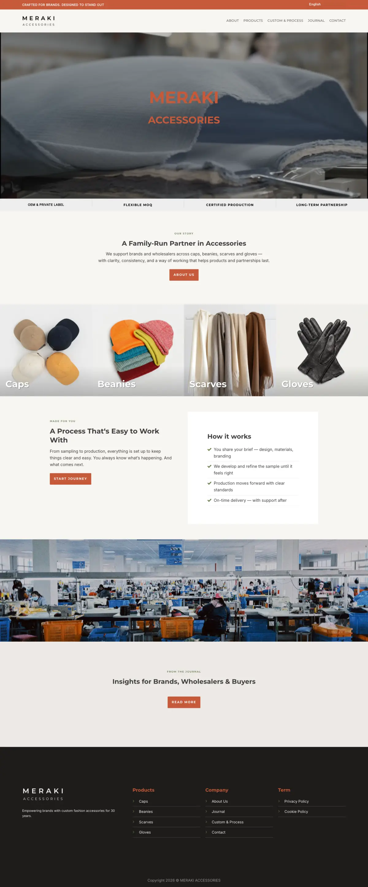 Meraki Accessories full homepage, desktop