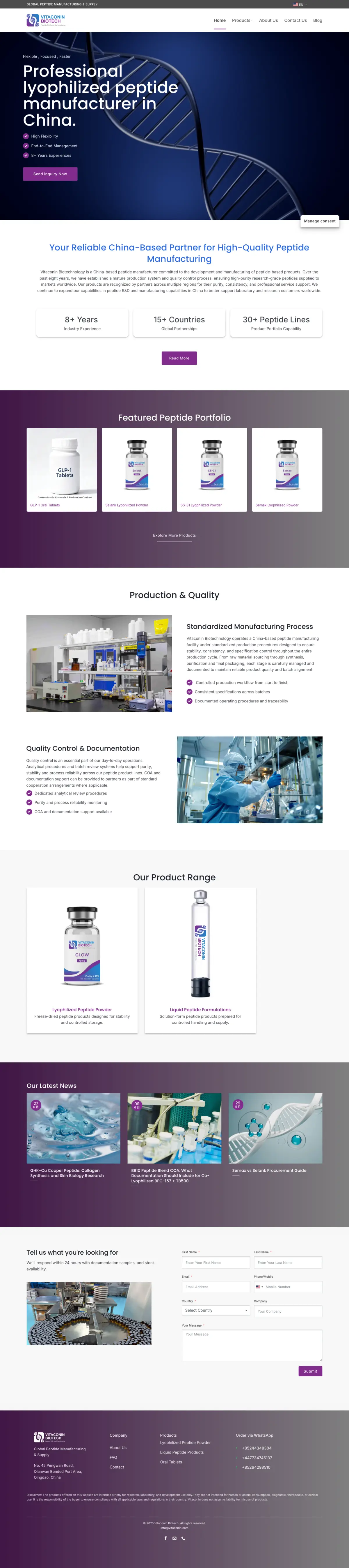 Vitaconin full homepage, desktop