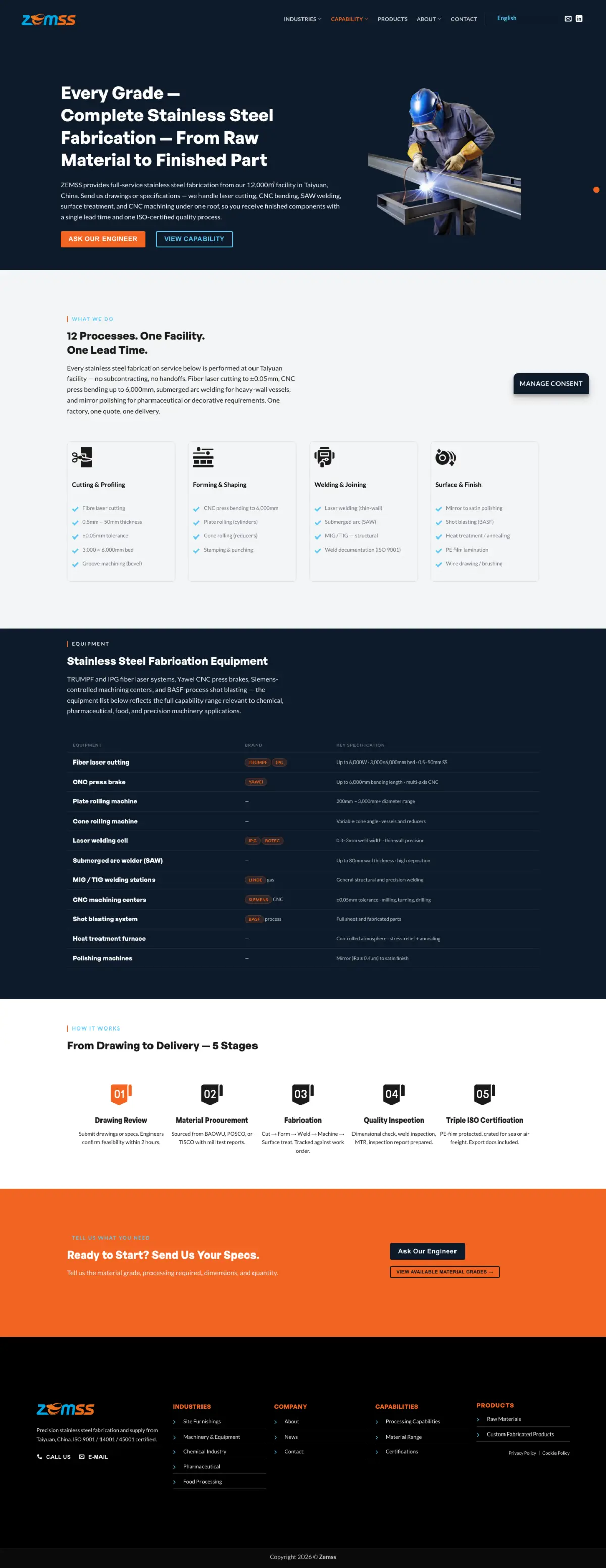 ZEM Steel Processing page
